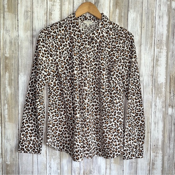 Talbots Tops - Talbots Leopard Print Cotton Button Down